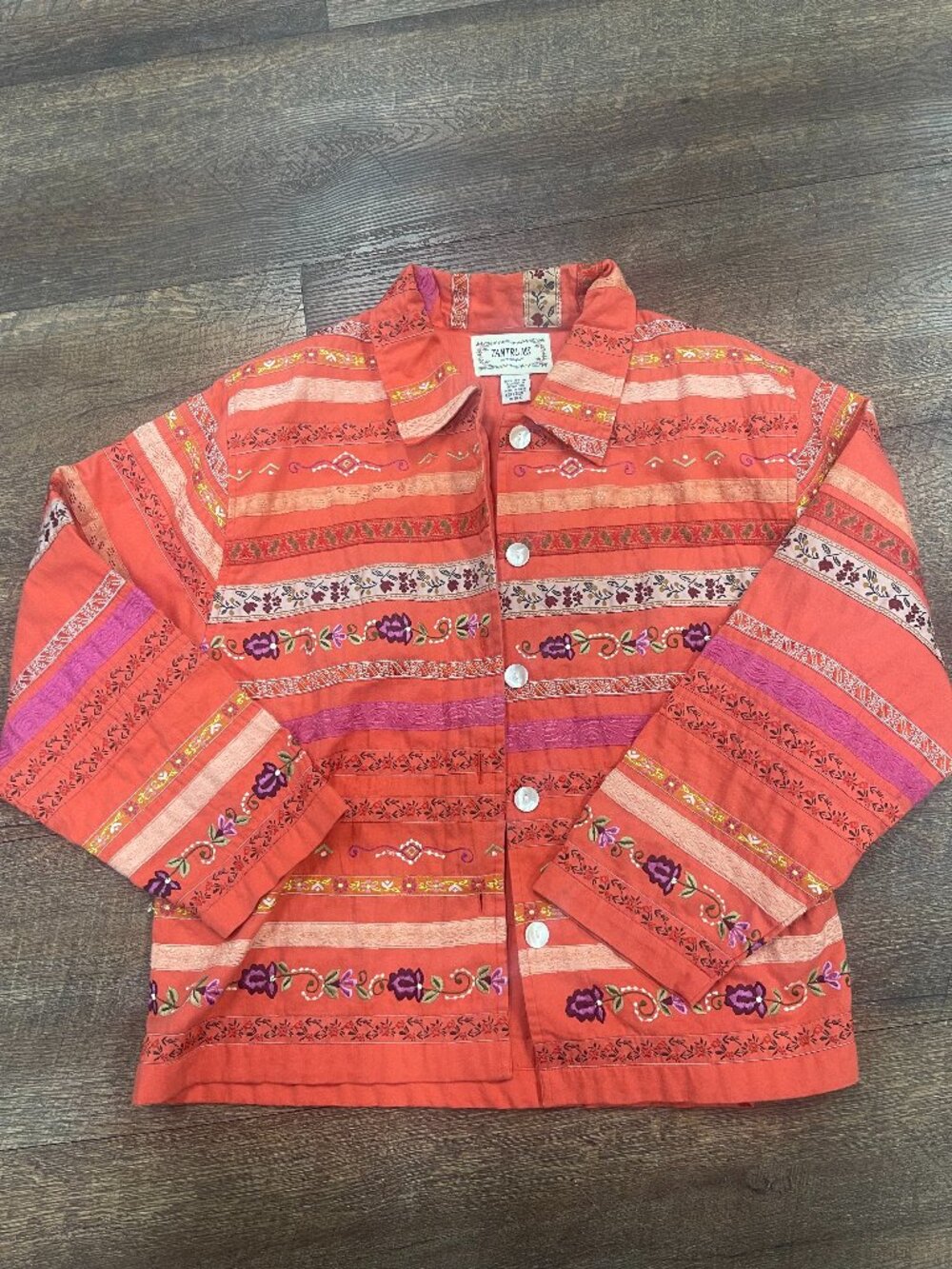 Vintage 90s Tantrums Wearable Art Embroidered Cotton Jacket L